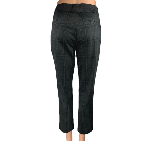 Wit & Wisdom Black Plaid Mid Rise Slim Straight Cropped Trouser Pants Size 2 - Picture 3 of 5